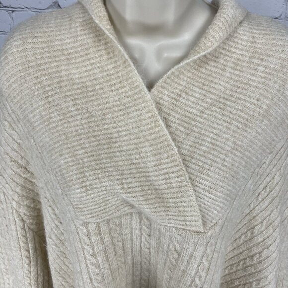 Zara Beige Knit Oversized Boxy Pullover Side Slits Sweater Size Large L - Picture 9 of 14